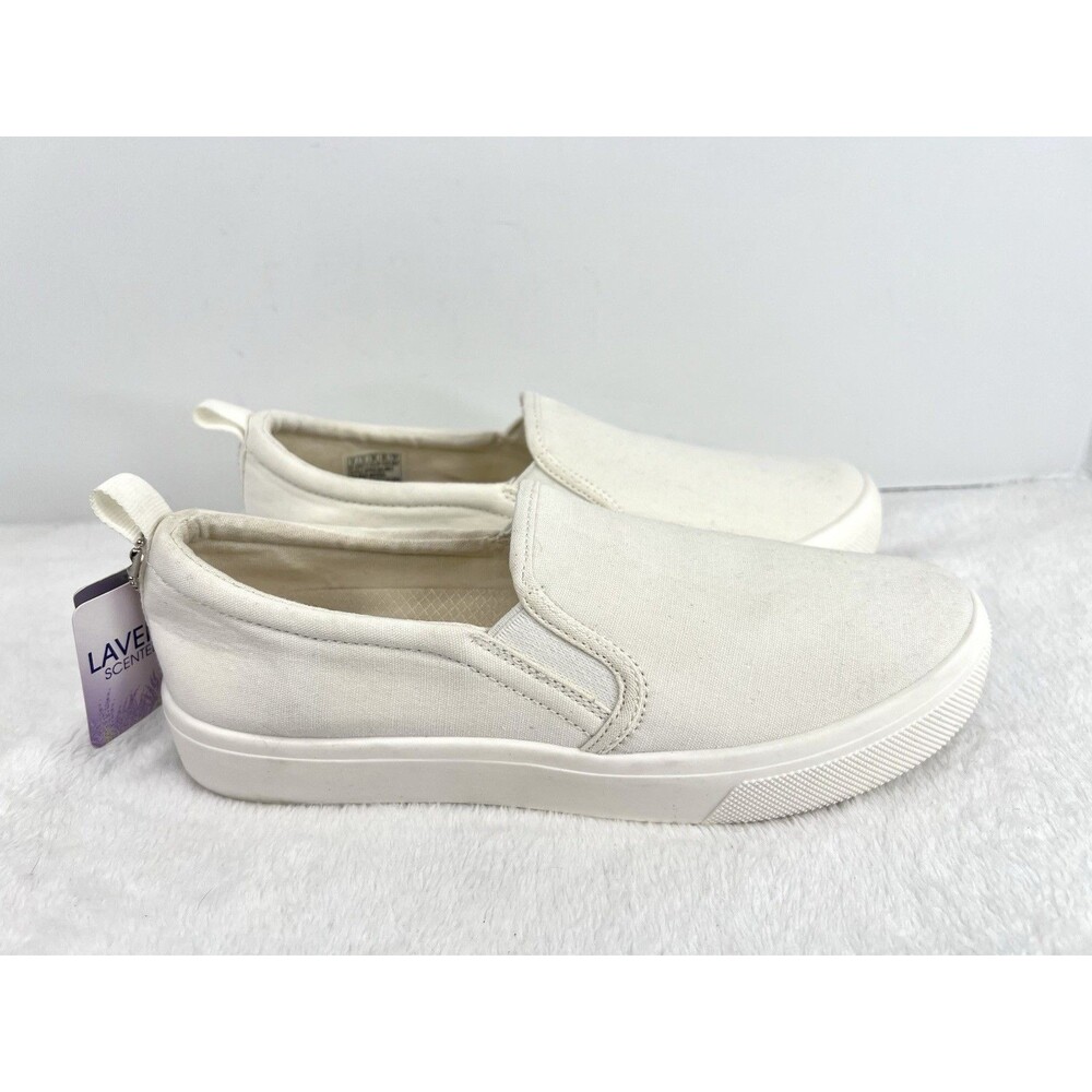 Skechers Street Poppy Slip On Shoes Sneakers Women's 8 White Canvas Memory Foam